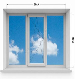 Трехстворчатое окно.  600 серия