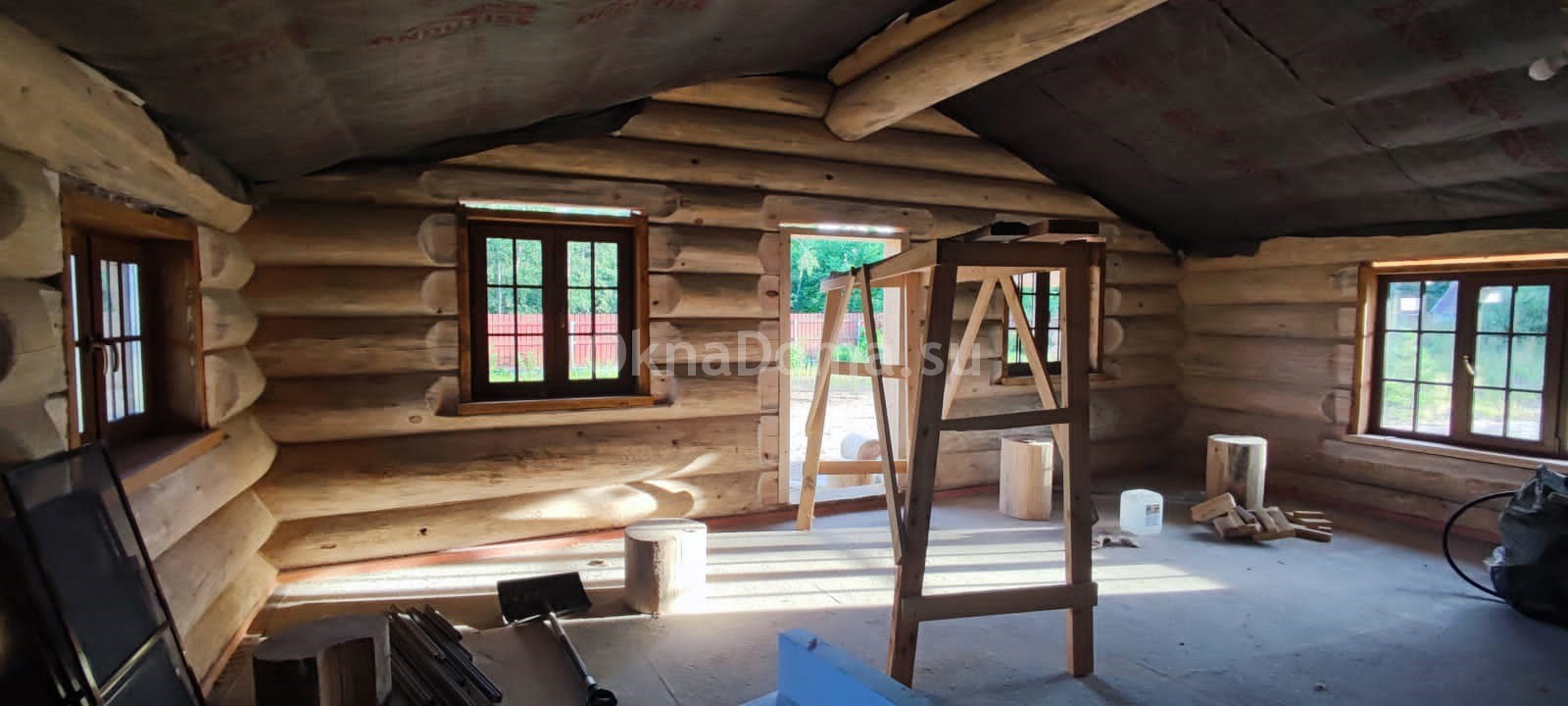 Остекление бревенчатого сруба Сосново